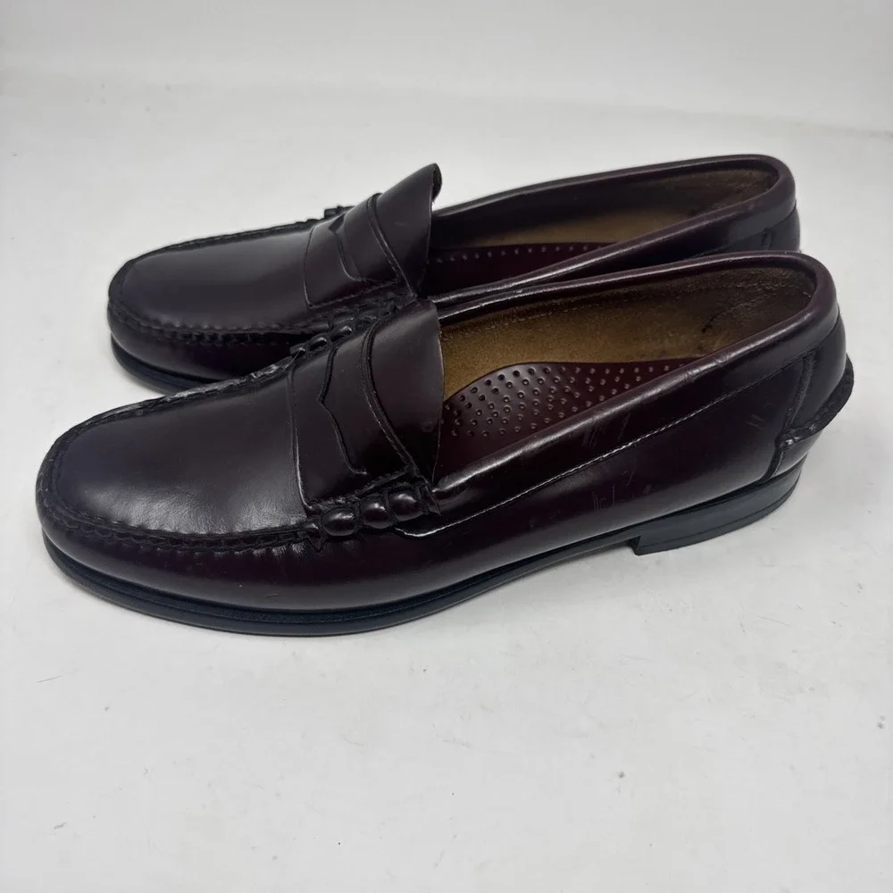 LLBean Penny Loafers Mens 12 Wide EE Burgundy